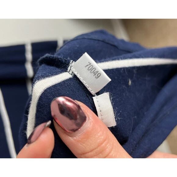 Loft Navy & White Striped T-Shirt Midi Dress Size MP Medium Petite Women’s - Picture 4 of 5